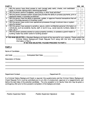 Criminal History Background Check Questionnaire