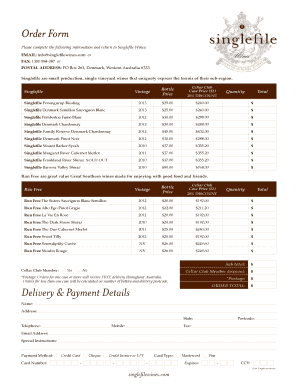 Singlefile Wines Order Form