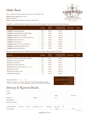 Singlefile Wines Order Form