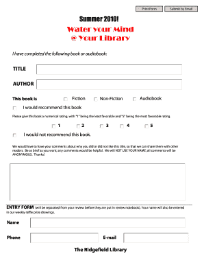 Library Book Review Form