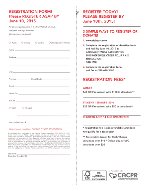 CFA Walk of Life Registration and Donation Form