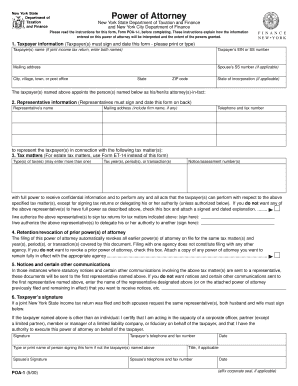 New York Power of Attorney for Tax Matters