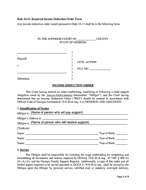 Income Deduction Order Form