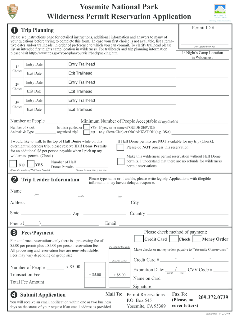 yosemite national park permit Preview on Page 1