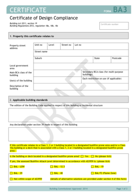 Certificate of Design Compliance
