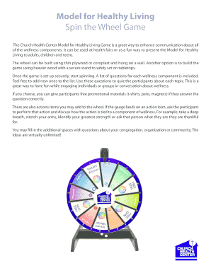 Model for Healthy Living Spin the Wheel Game