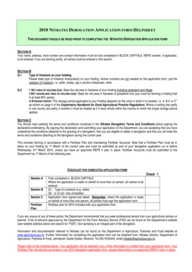 Nitrates Derogation Application Form