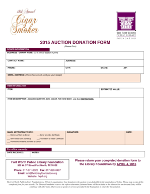 2015 AUCTION Form - Fort Worth Library - fwlibraryfoundation