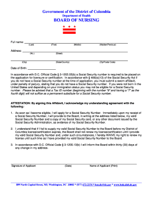 District of Columbia Nursing License Application