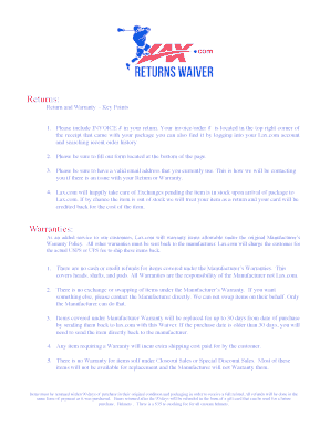 Lax.com Returns and Warranty Waiver