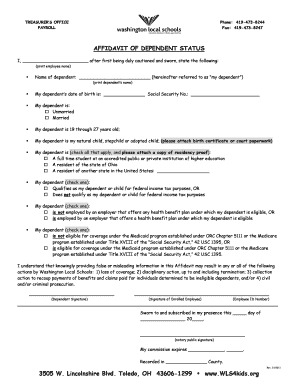 Affidavit of Dependent Status