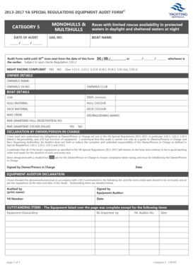 YA Special Regulations Equipment Audit Form
