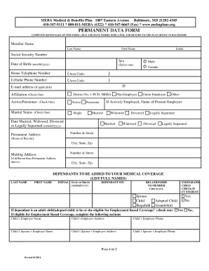 Permanent Data Form