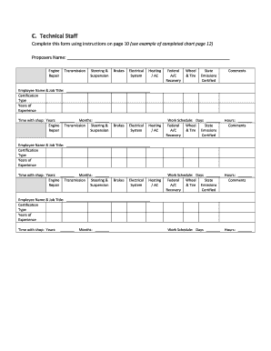 Technical Staff Certification Form