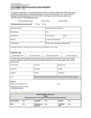 California Customer ID Code Request