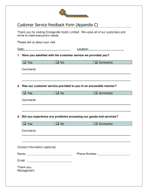 Customer Service Feedback Form