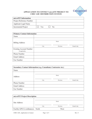 CHEC LDC Application to Connect microFIT Project