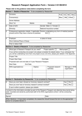 Research Passport Application Form