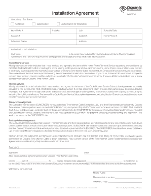 Oceanic Time Warner Cable Installation Agreement