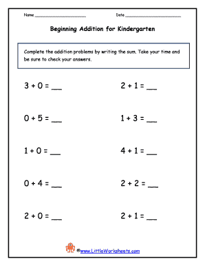 Kindergarten Addition Worksheet