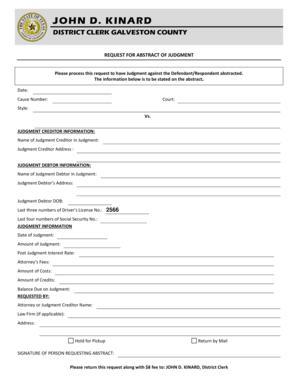 Request for Abstract of Judgment
