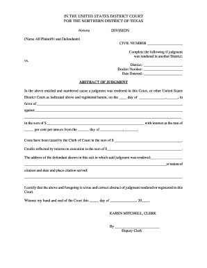 Abstract of Judgment Form