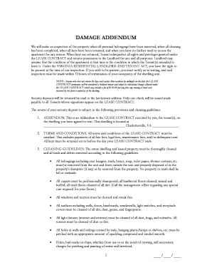 Virginia Residential Lease Damage Addendum