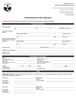 Alaska Background Check Application