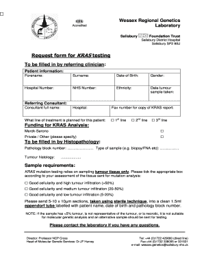 Request Form for KRAS Testing