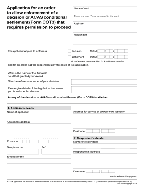 Application for Enforcement of ACAS Settlement