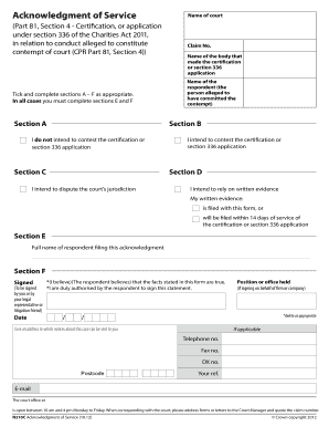 Acknowledgment of Service Form