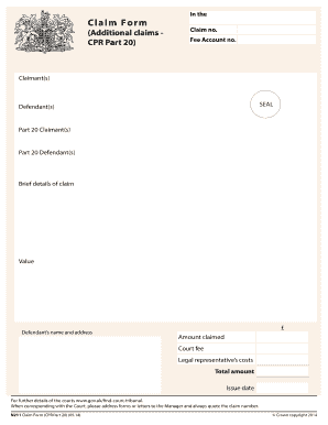 Part 20 Claim Form