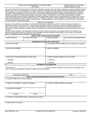 Department of the Army Permit Application
