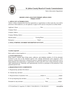St Johns County Public Event Permit Application