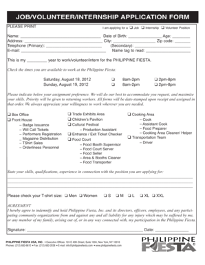 GENERIC JOB APPLICATION FORM - Philippine Fiesta