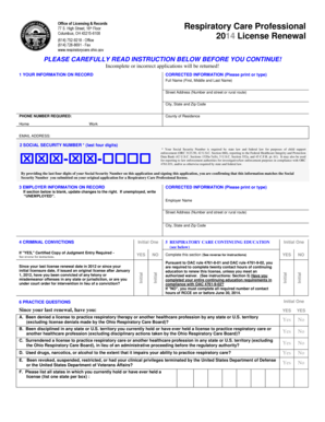 Ohio Respiratory Care Professional License Renewal Form