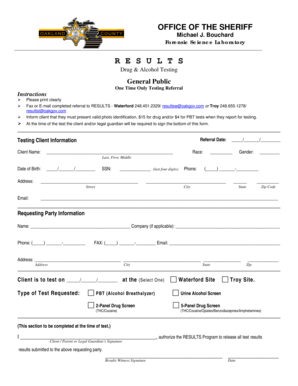 One Time Only Testing Referral