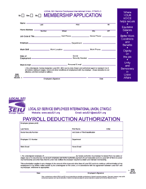 SEIU Local 521 Union Authorization Form