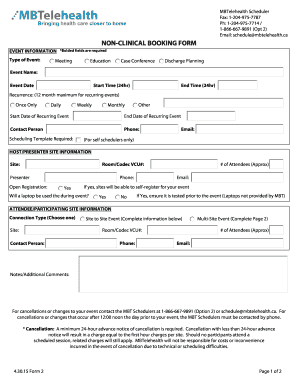 NON-CLINICAL BOOKING FORM - MBTelehealth - mbtelehealth