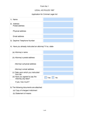 Criminal Legal Aid Application Form
