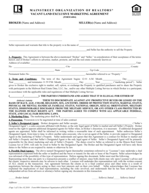 Vacant Land Exclusive Marketing Agreement