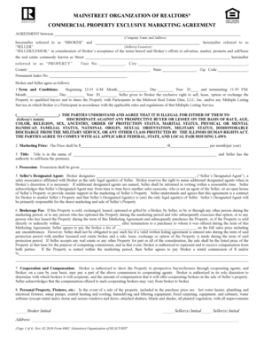 Commercial Property Exclusive Marketing Agreement