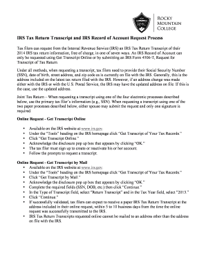 IRS Tax Return Transcript Request