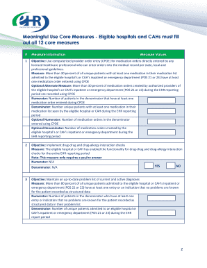 Eligible Hospital and CAH Attestation Worksheet
