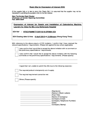 Reply Slip for Expression of Interest (EOI) New Territories East ...