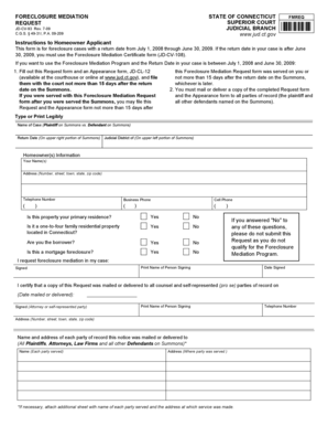 Connecticut Foreclosure Mediation Request