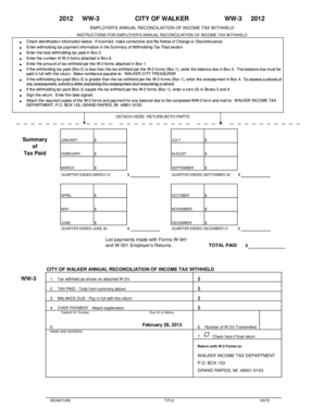 City of Walker Employer Annual Income Tax Reconciliation