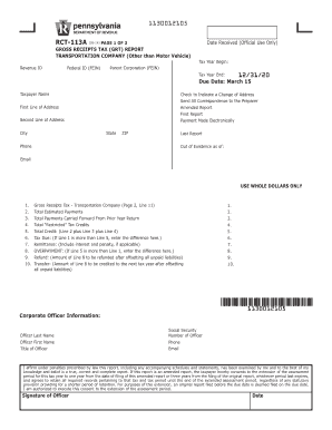 Pennsylvania Gross Receipts Tax Report