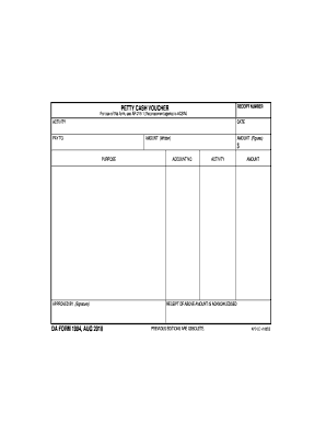 PETTY CASH VOUCHER. DA FORM 1994, AUG 2010 - apd army