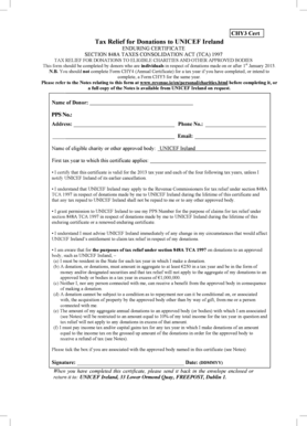 CHY3 Cert Tax Relief for Donations to UNICEF Ireland